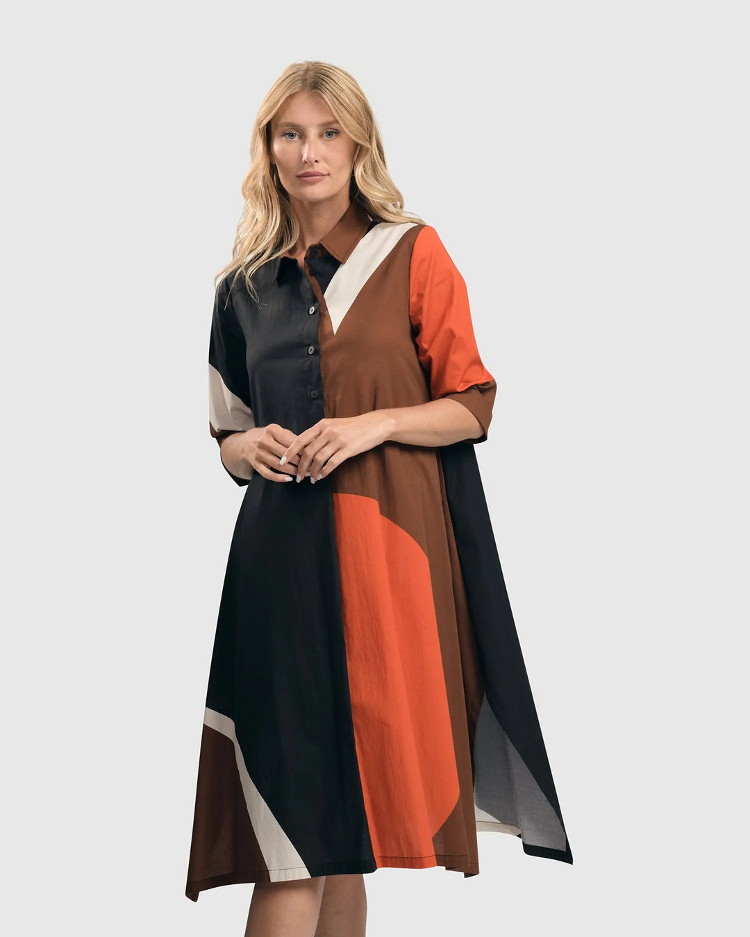 Abstract Trapeze Shirtdress, Bloom