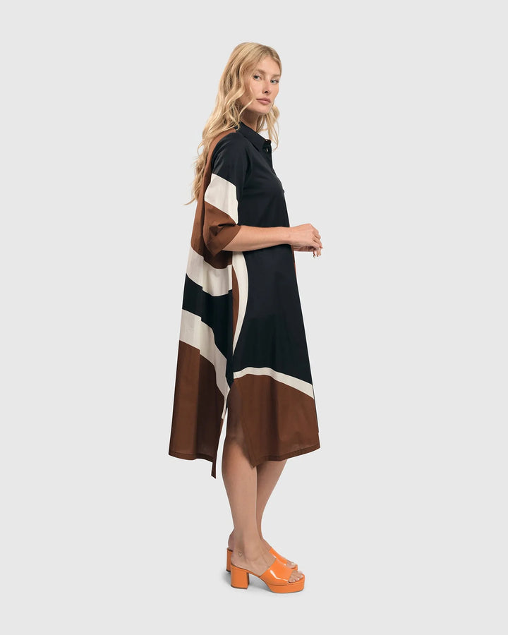 Abstract Trapeze Shirtdress, Bloom