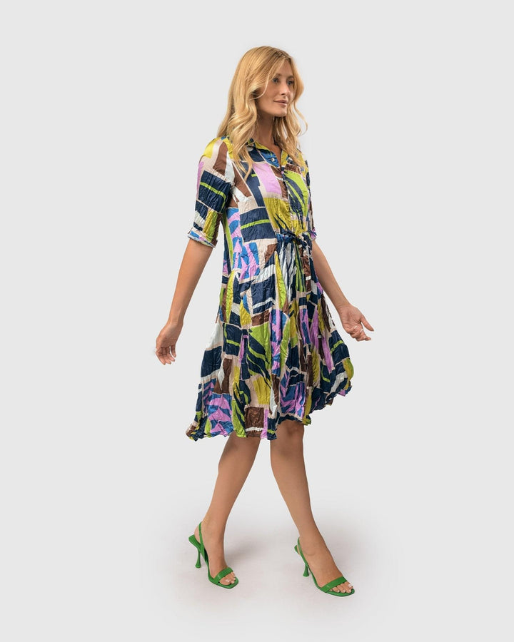 Stefanie Crinkle Midi Dress, Abstract