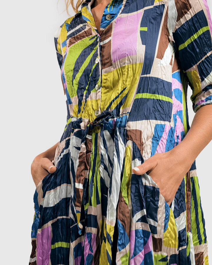 Stefanie Crinkle Midi Dress, Abstract