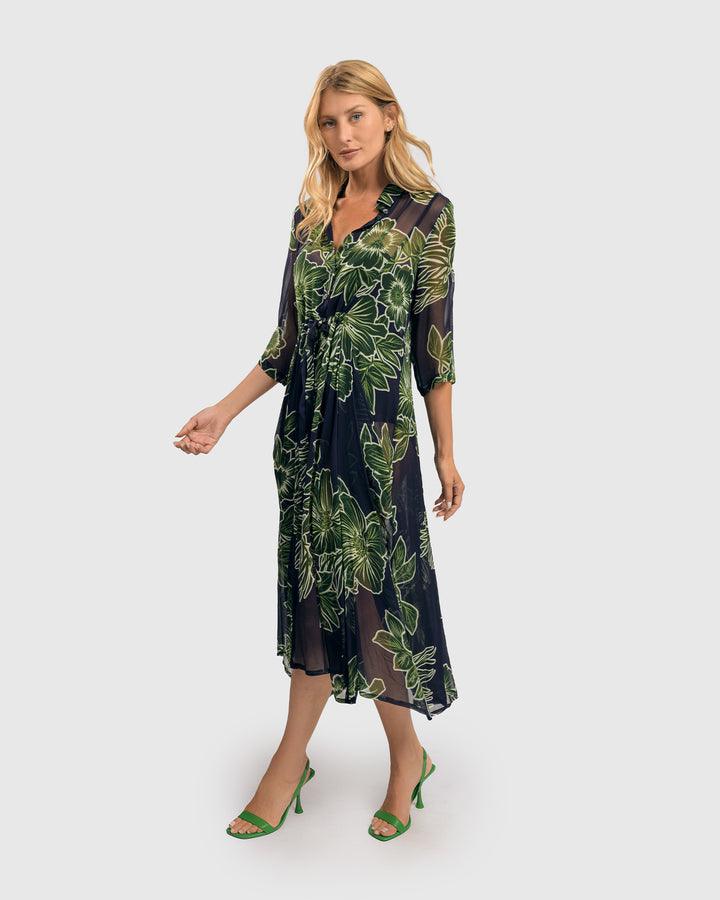 Ava Chiffon Maxi Dress, Royal/green
