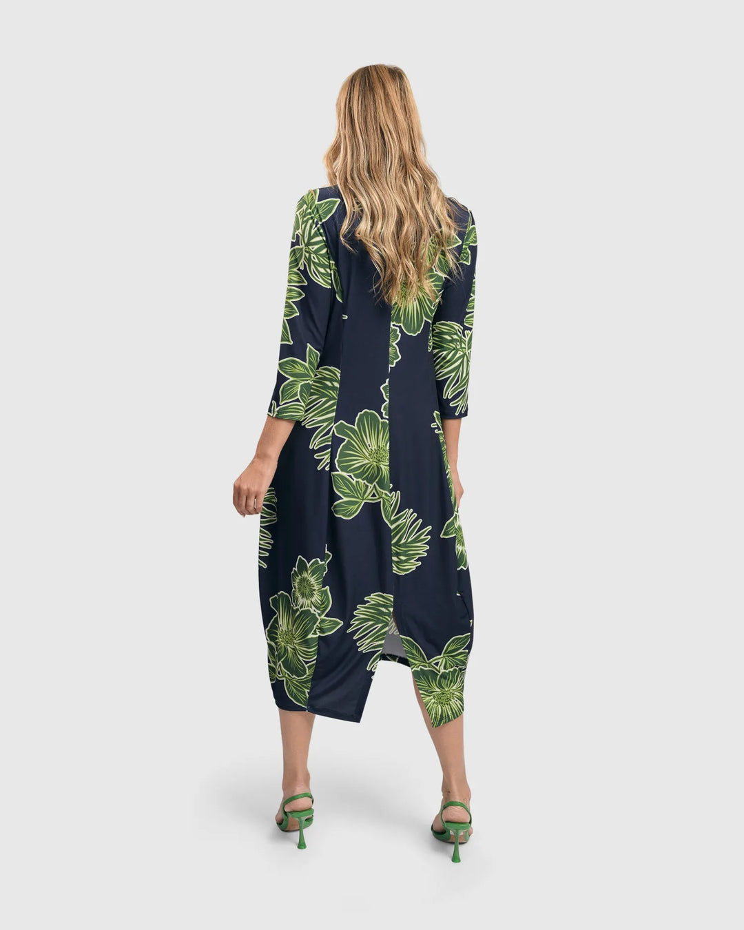 Island Cocoon Dress, Royal/green