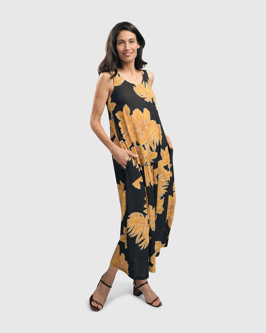 Aloha Sleeveless Maxi Dress, Gold