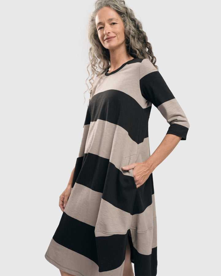 Urban Ayla Stripe Cocoon Midi Dress, Ash/black