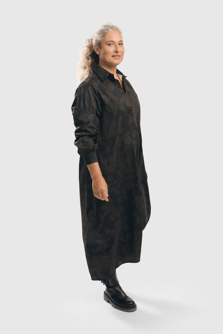Earth Shirtdress, Brown - Alembika Designer Women's Clothing