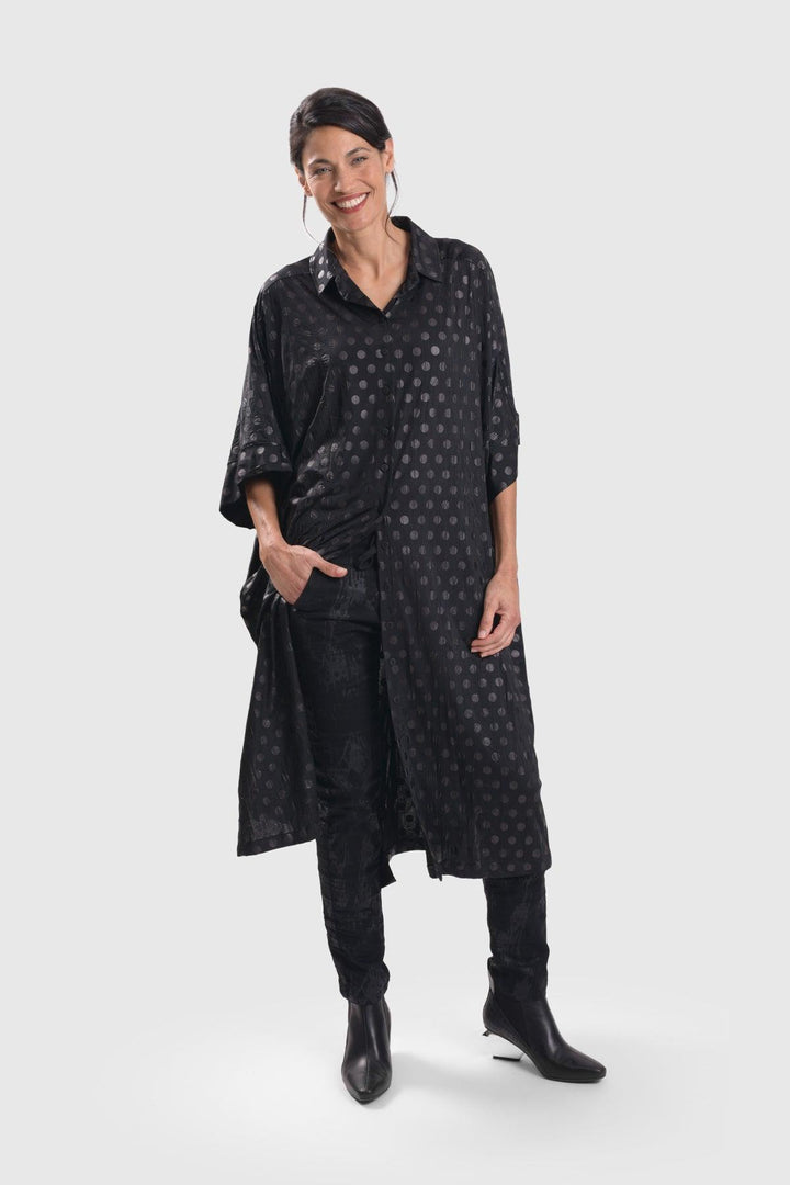 Circles Tunic Shirtdress, Black - Alembika Designer Women's Clothing