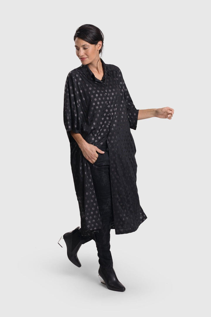 Circles Tunic Shirtdress, Black - Alembika Designer Women's Clothing