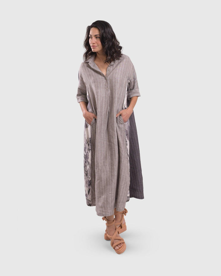 Dusk Trapeze Midi Dress, Fog - Alembika Designer Women's Clothing