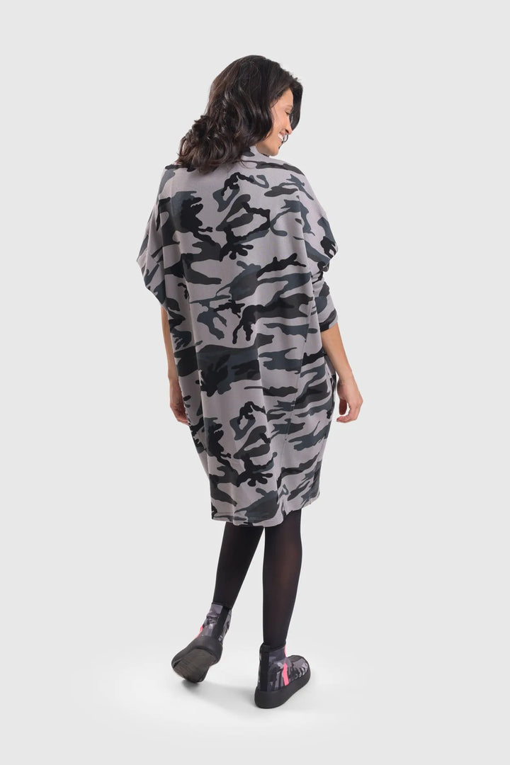 Urban Dolman Dress, Grey Camo