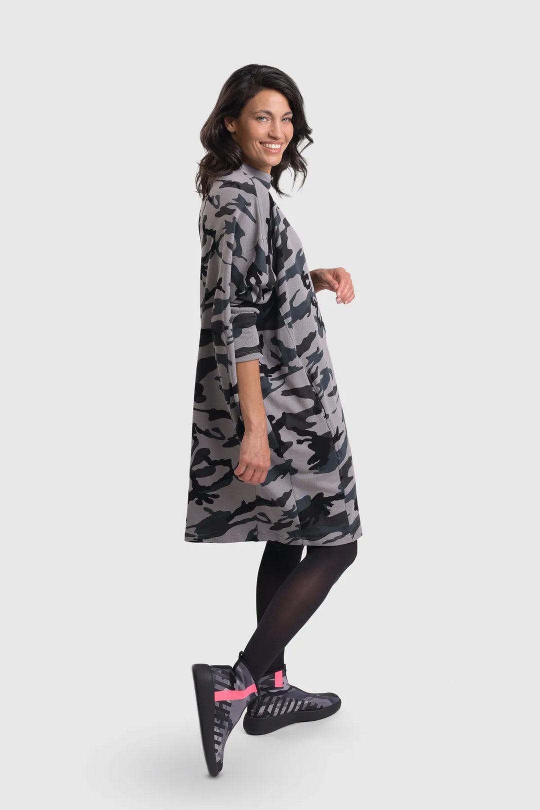 Urban Dolman Dress, Grey Camo