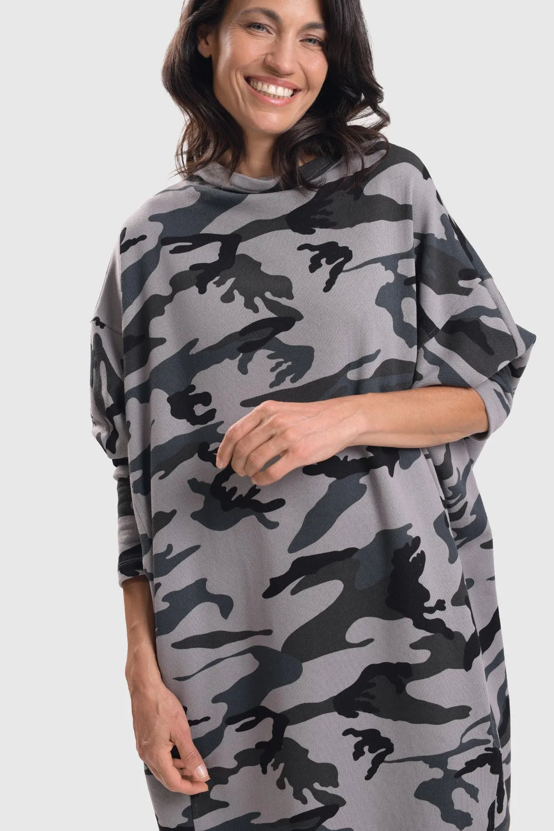 Urban Dolman Dress, Grey Camo