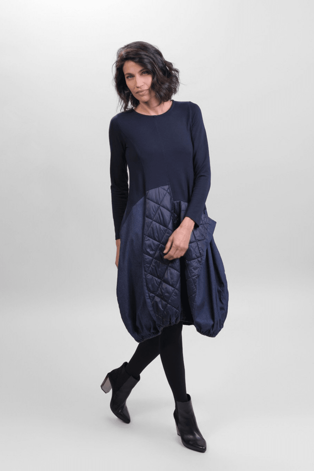 Ether Misto Wonderful Dress, Denim - Alembika Designer Women's Clothing