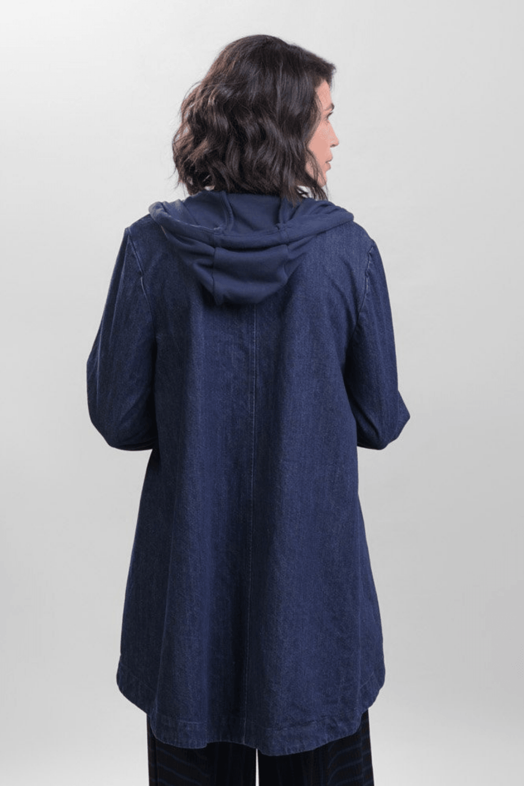 Ether Misto Hooded Zip Jacket, Denim - Alembika Designer Women's Clothing