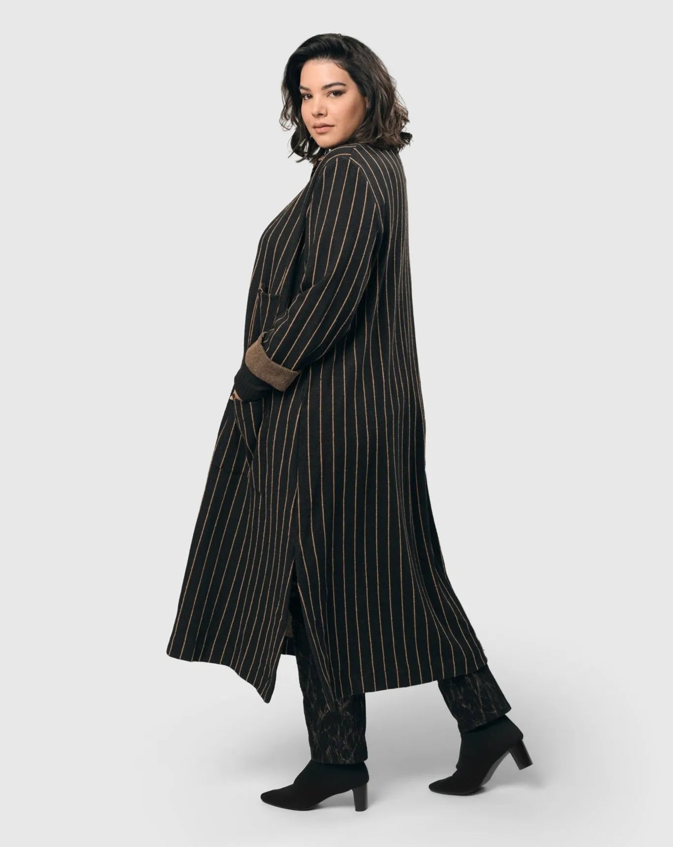 Striped duster coat hotsell
