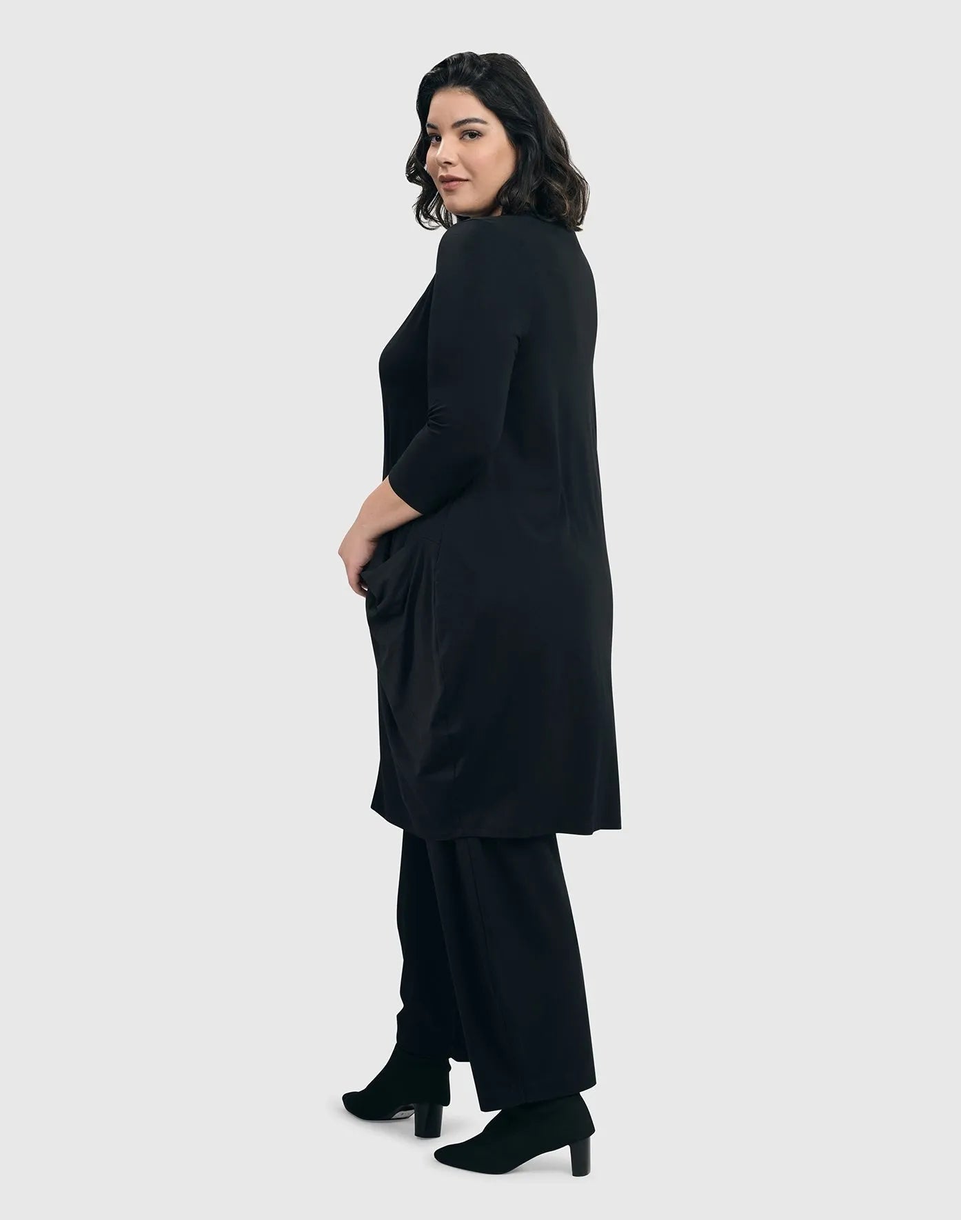 Essential Draped Cocoon Jacket, Black