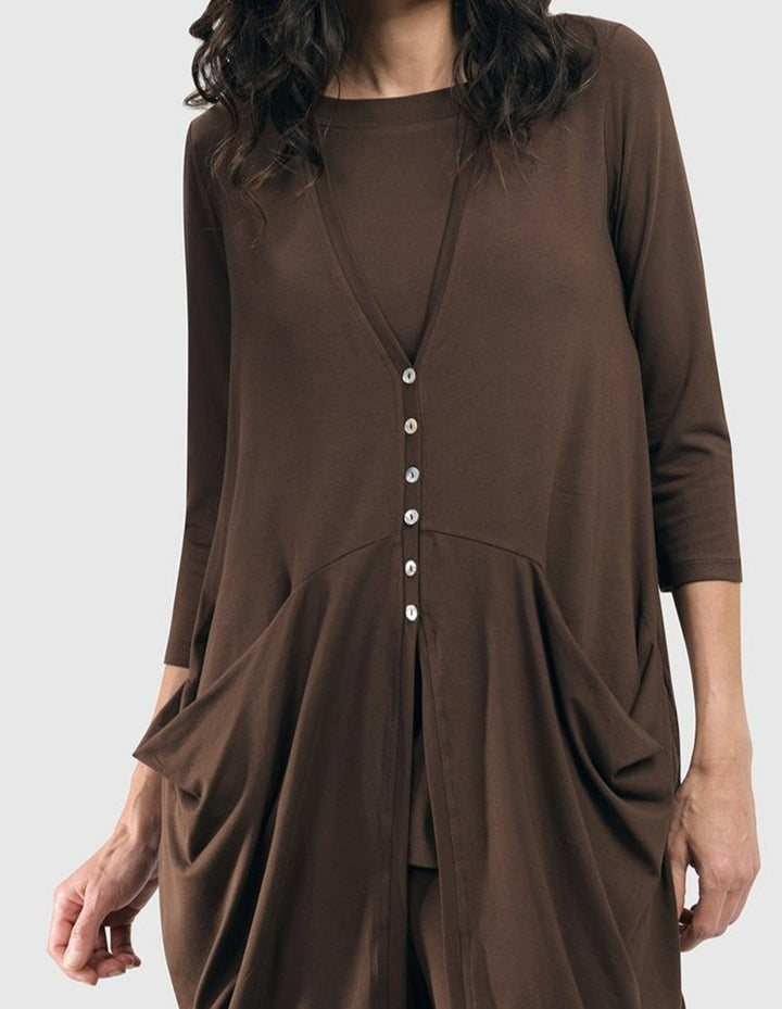 Essential Draped Cocoon Jacket, Coffee