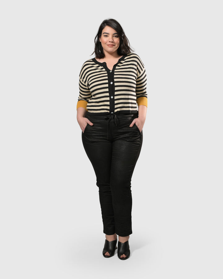 Moana Stripe Cardigan Sweater, Yellow/Black