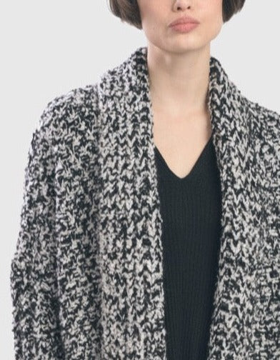Melange Open-Front Sweater Coat, Mono