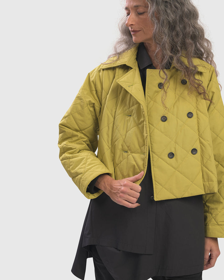 Urban Quilted DB Crop Jacket, Yellow