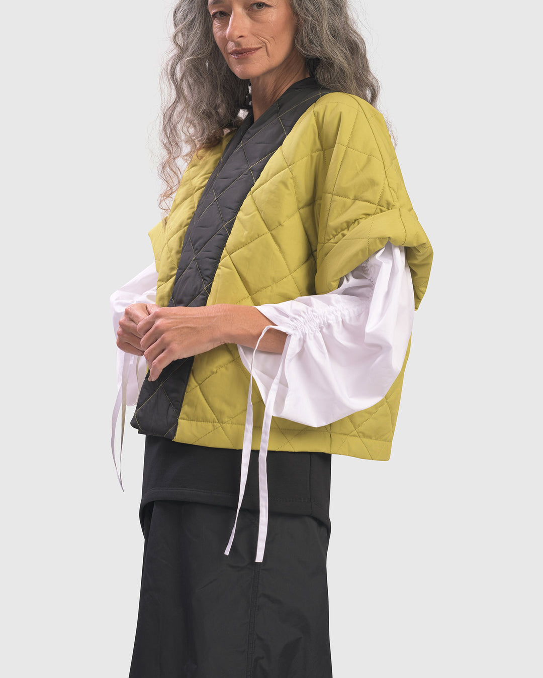 Urban Quilted Kimono Jacket, Yellow