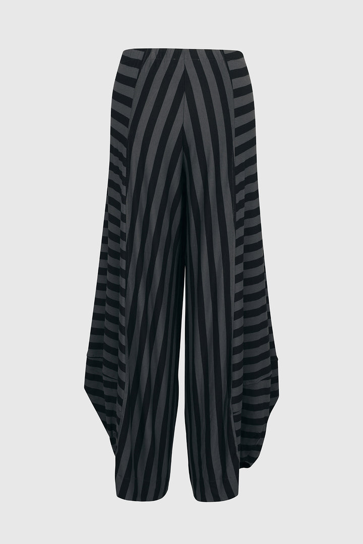Striped Jersey Punto Pants, Grey/black