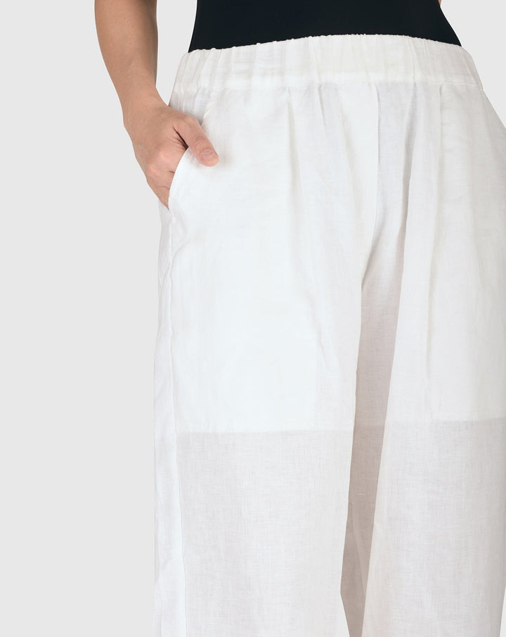 Breeze Linen Crop Pants, White