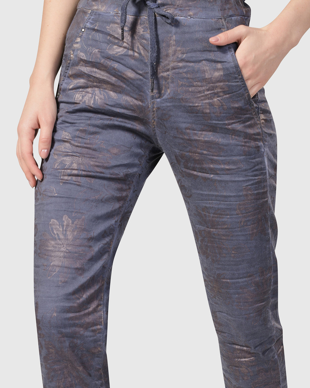 Floral Iconic Stretch Jeans, Rust/blue