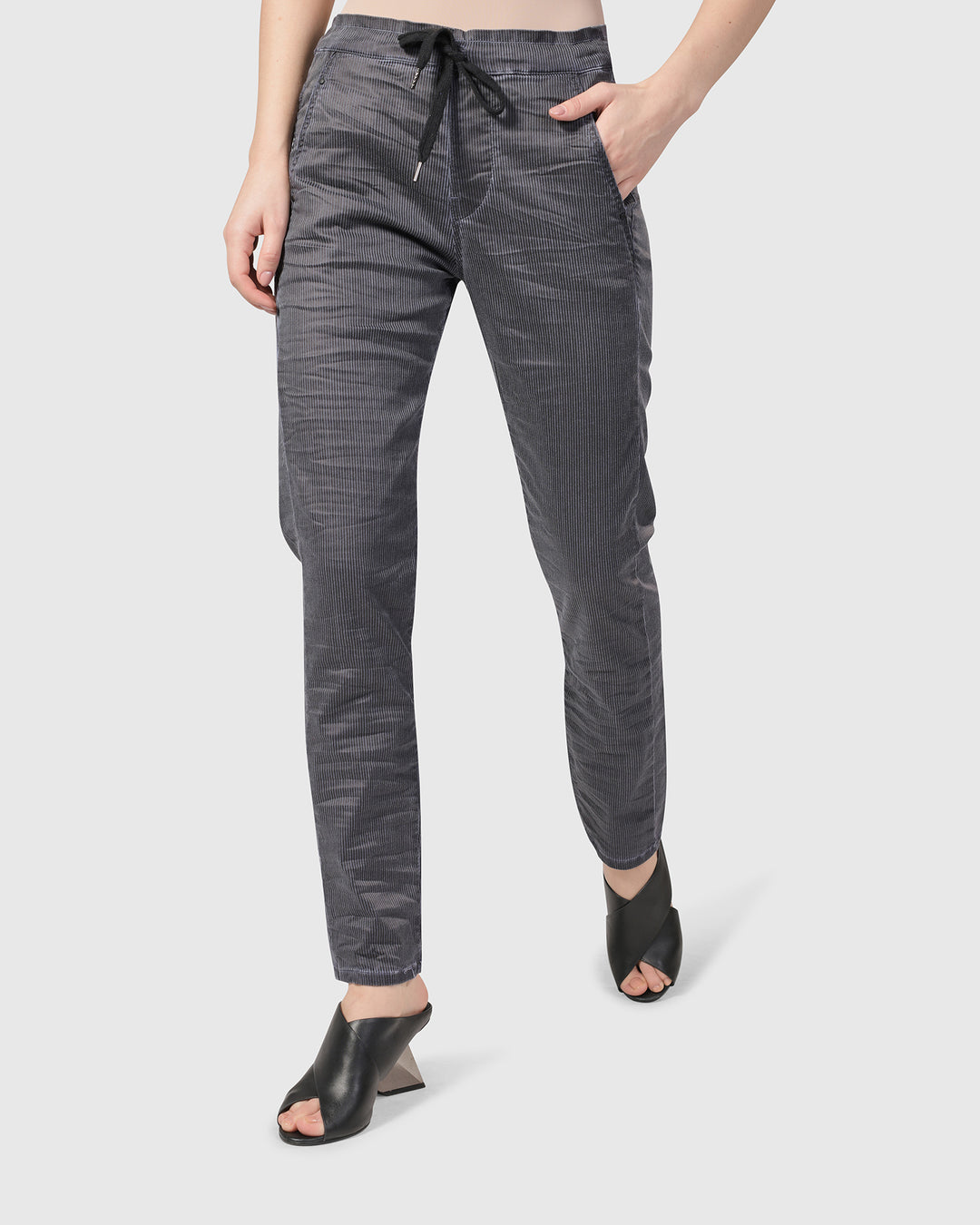 Pinstripe Iconic Stretch Jeans, Navy Wash