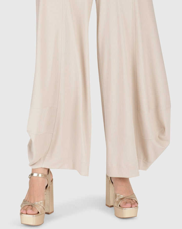 Essential Go-To Cupro Punto Pants, Ivory