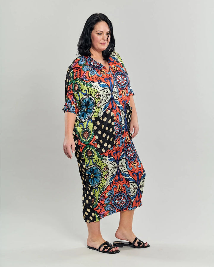 Paisley Dot Crinkle Caftan, Multi