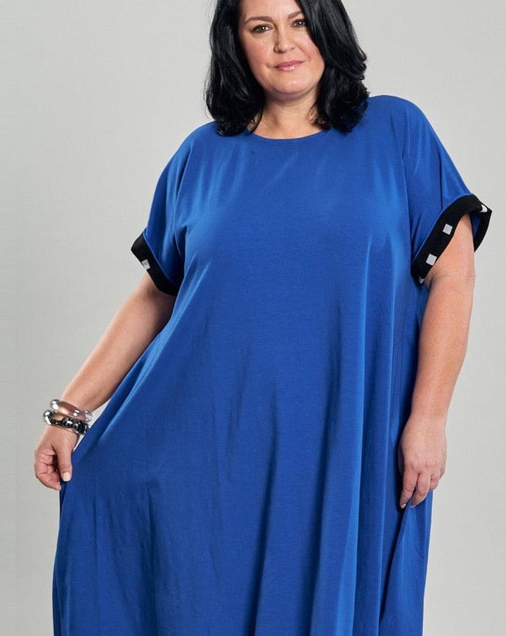 Ayla Trapeze Midi Dress, Cobalt - Alembika Designer Women's Clothing