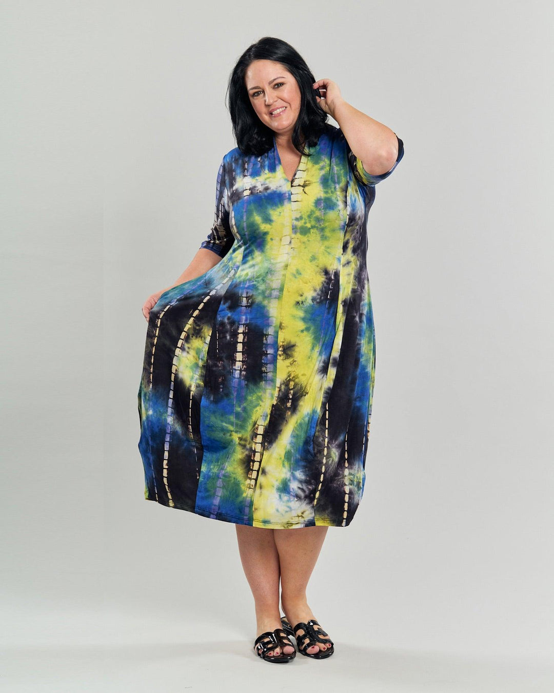 Carla Cocoon Midi Dress, Tie Dye - Alembika Designer Women's Clothing