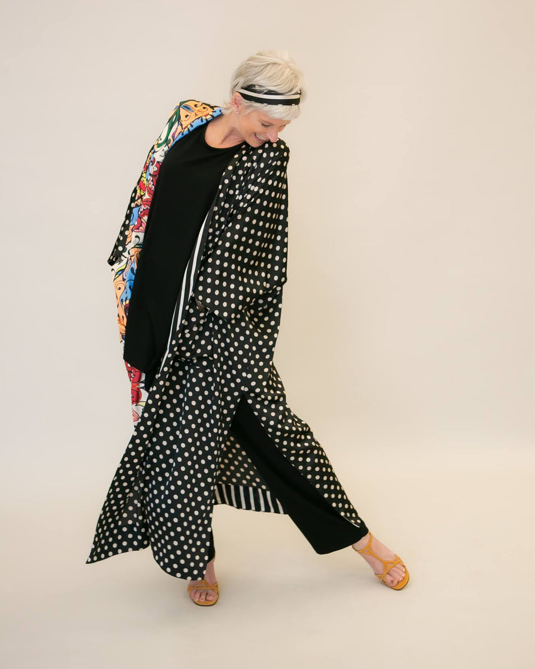Paisley Dot Long Kimono Jacket, Multi