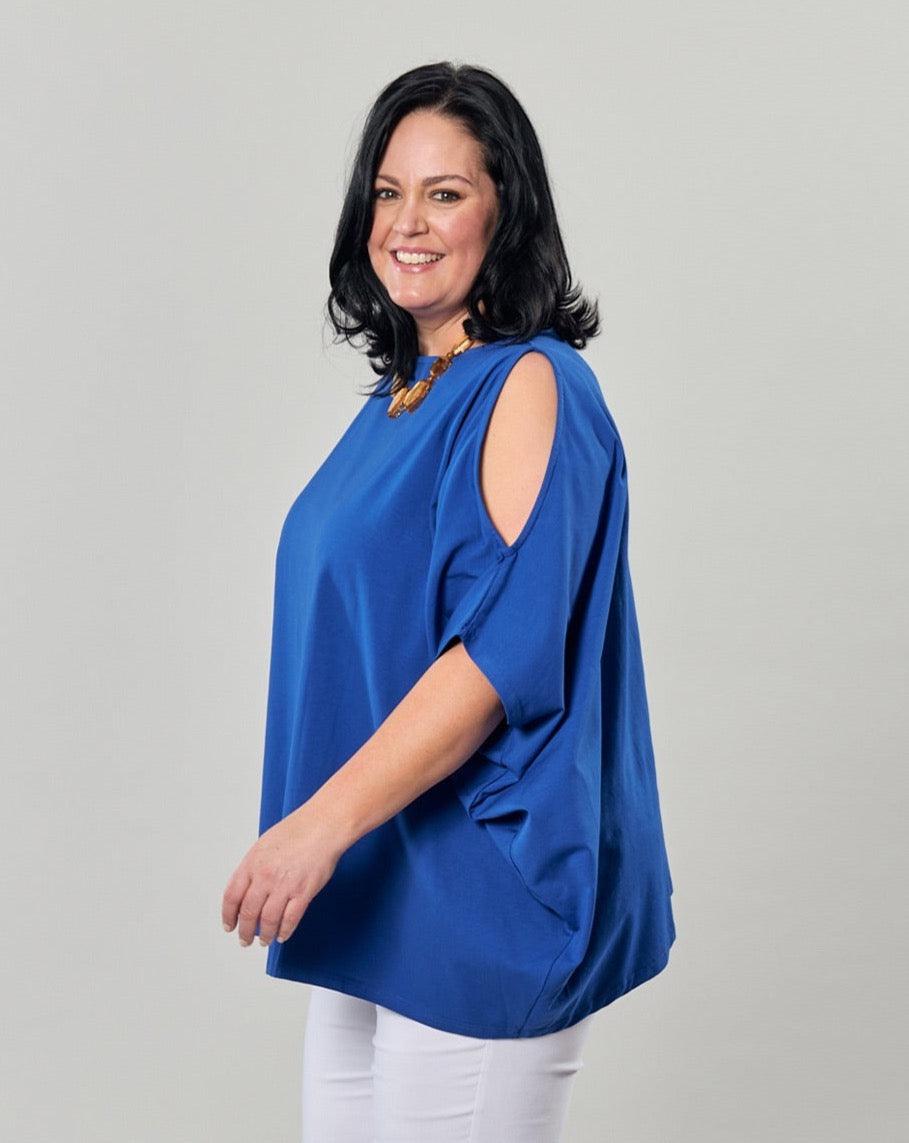 Boxy Dolman Top, Cobalt - Alembika Designer Women's Clothing