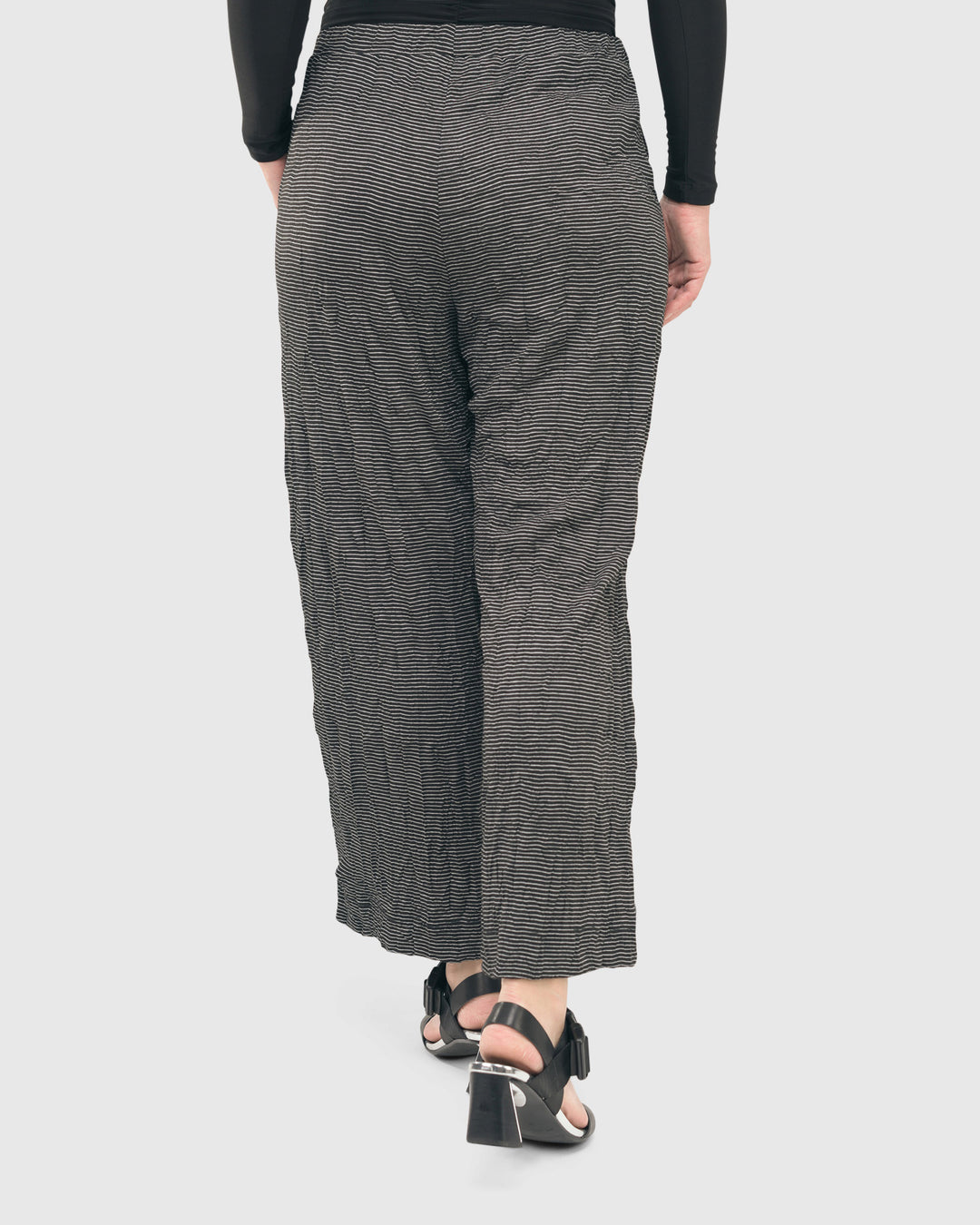 Black Crinkle Pants for older women
