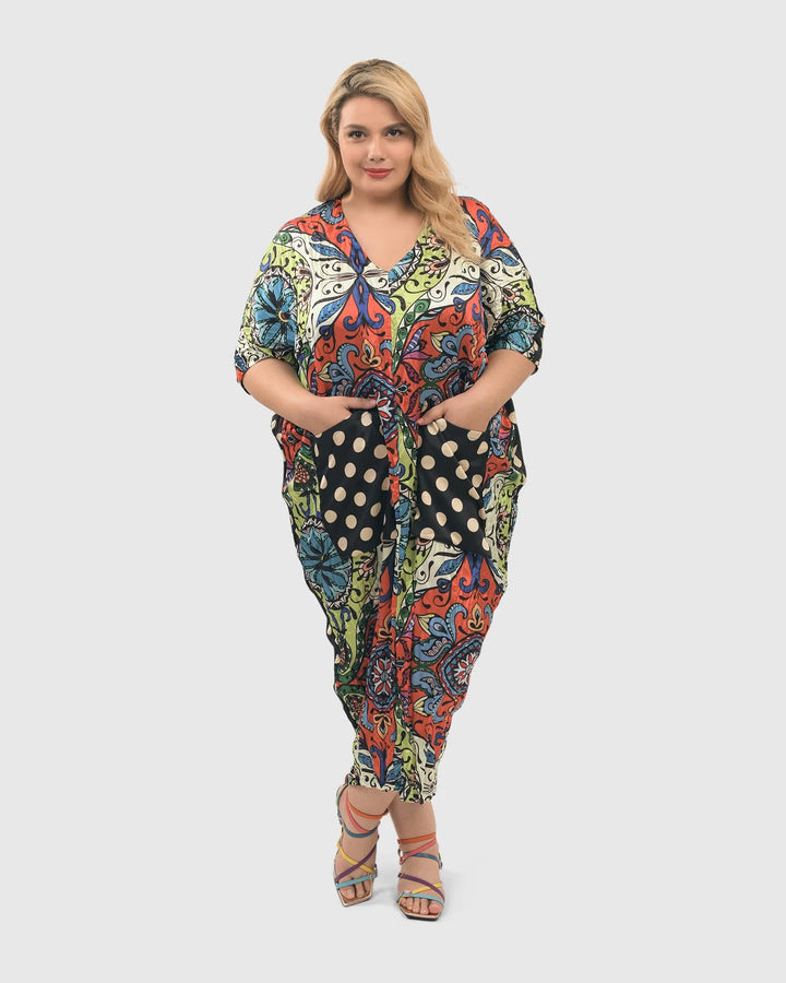 Paisley Dot Crinkle Caftan, Multi