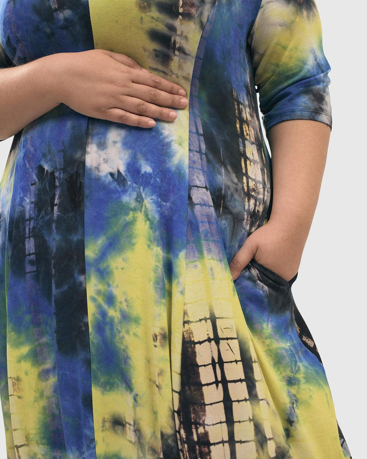 Carla Cocoon Midi Dress, Tie Dye - Alembika Designer Women's Clothing