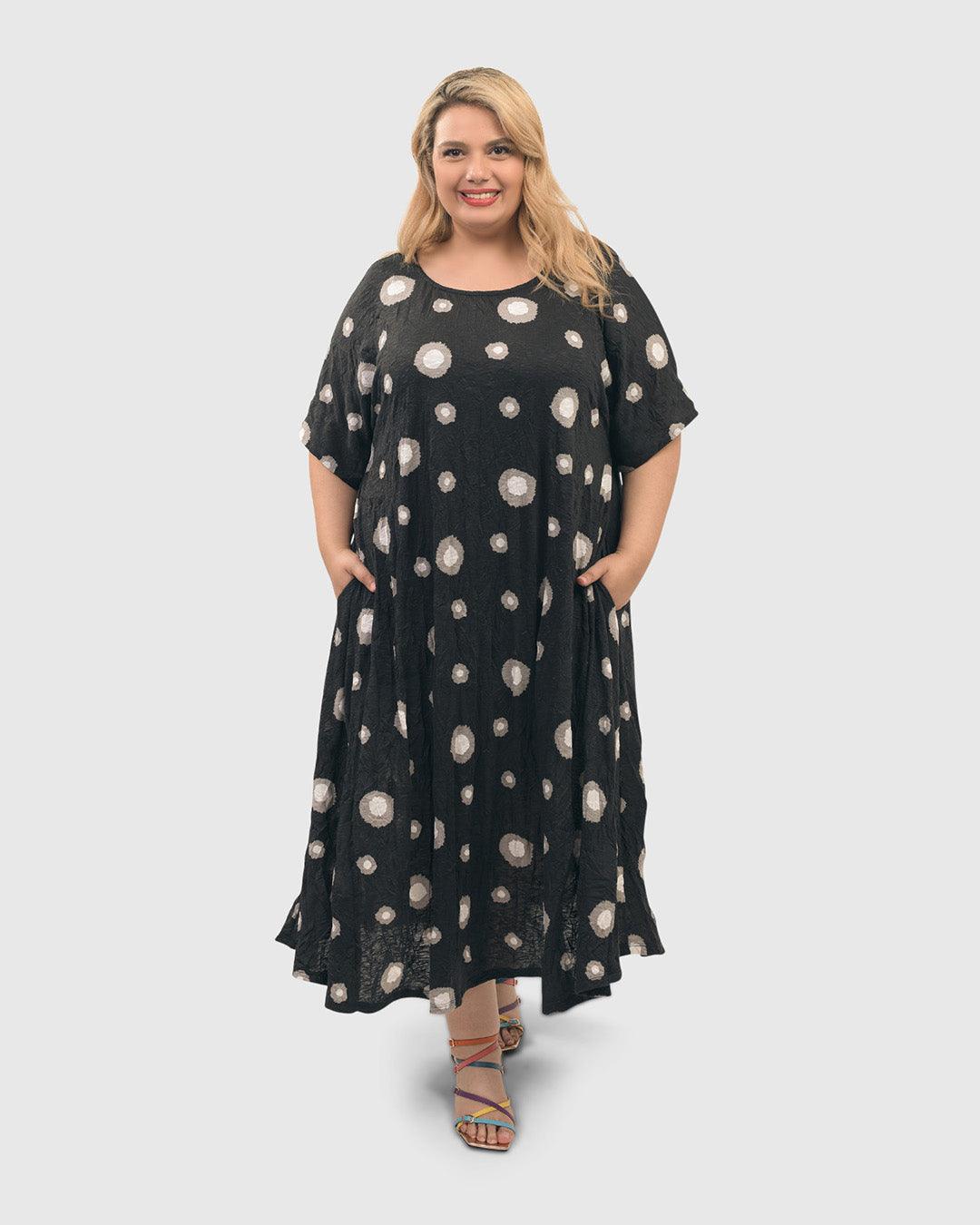 Ayla Trapeze Midi Dress, Bubbles - Alembika Designer Women's Clothing