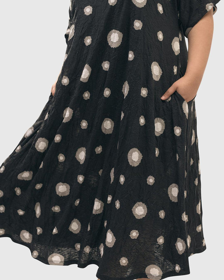 Ayla Trapeze Midi Dress, Bubbles - Alembika Designer Women's Clothing