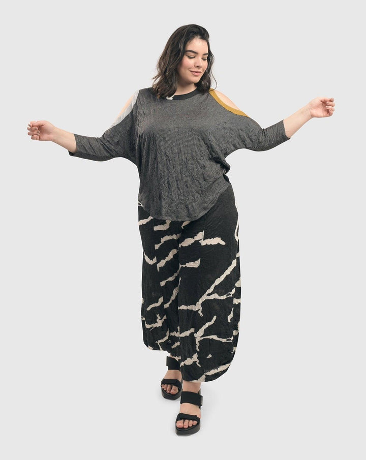Cool Cutout Crinkle Top, Stripe - Alembika Designer Women's Clothing