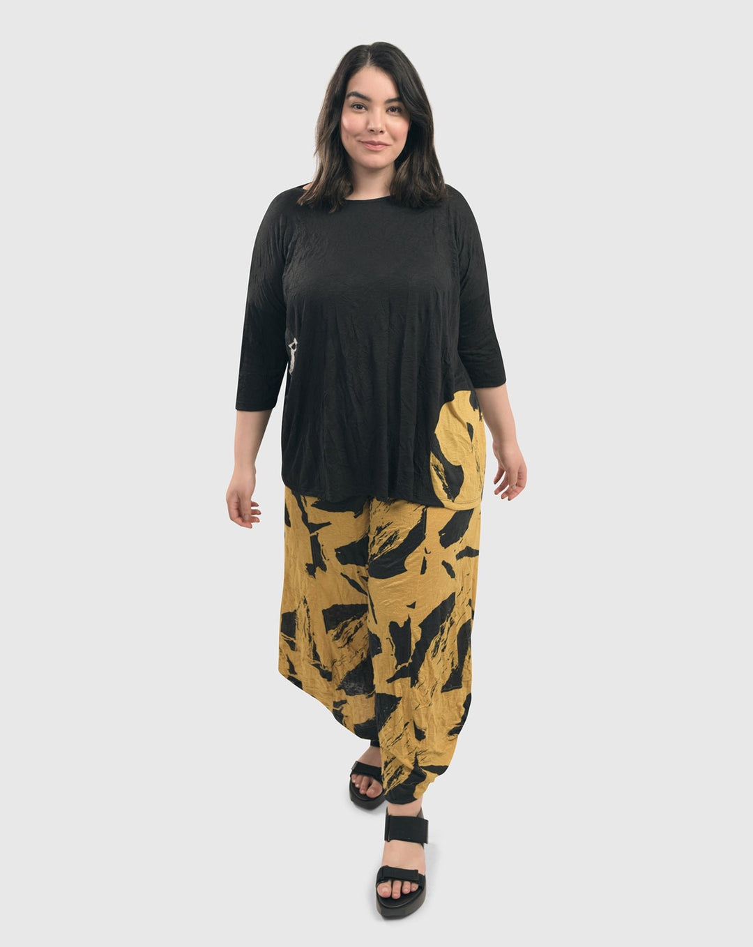 Yellow Crinkle Top for plus size women