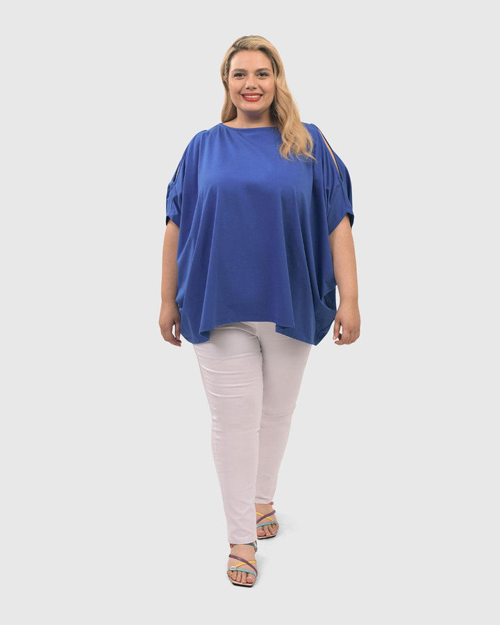 Boxy Dolman Top, Cobalt - Alembika Designer Women's Clothing