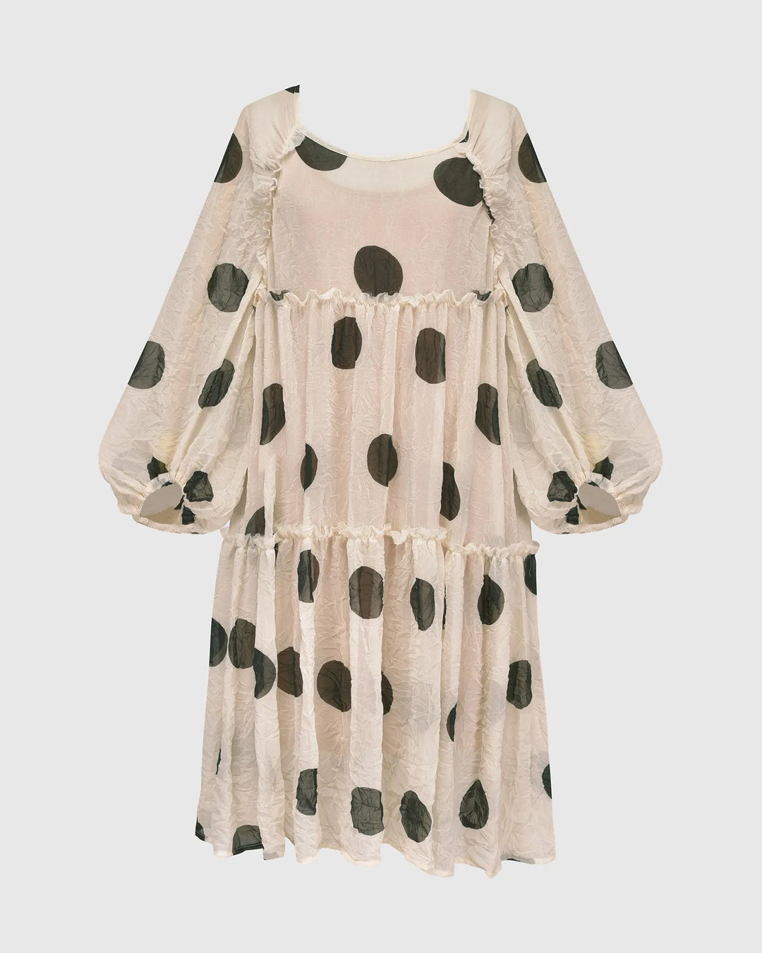 Moon Dot Crinkle Chiffon Swing Dress, Cream/black Alembika U.S. Moon Dot Crinkle Chiffon Swing Dress, Cream/black Alembika U.S.