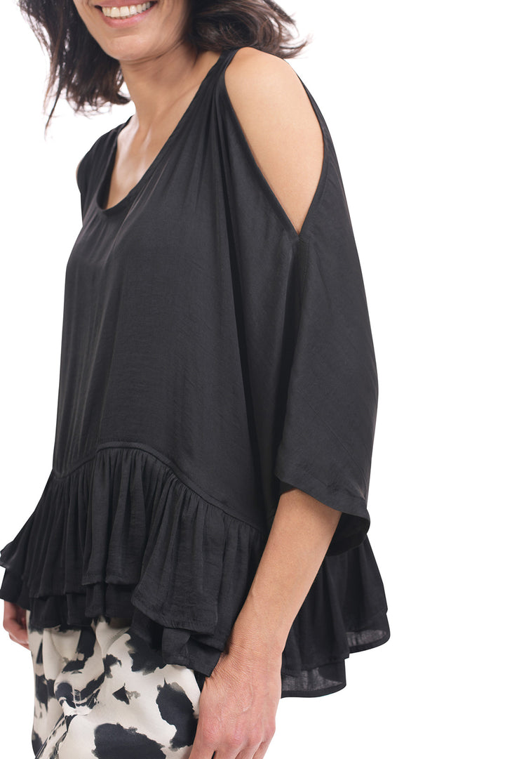 black rhys ruffle blouse