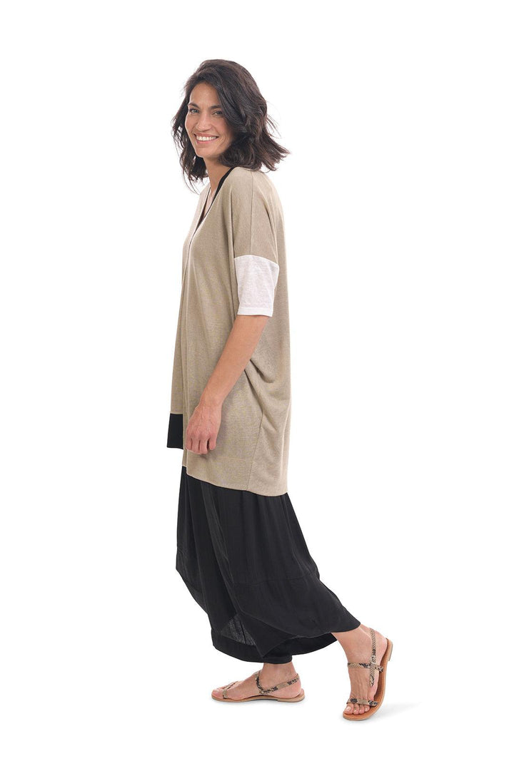 Colorblock Tunic Top, Sand Multi - Alembika Designer Women's Clothing