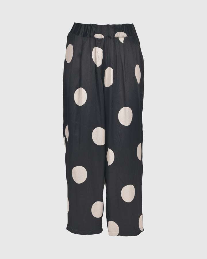 Moon Dot Pleated Trousers, Black/Ivory