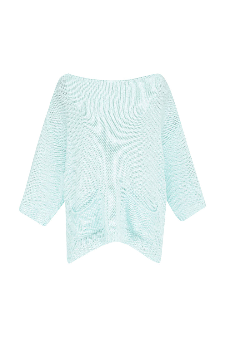 Luxe Pocket Sweater, Aqua