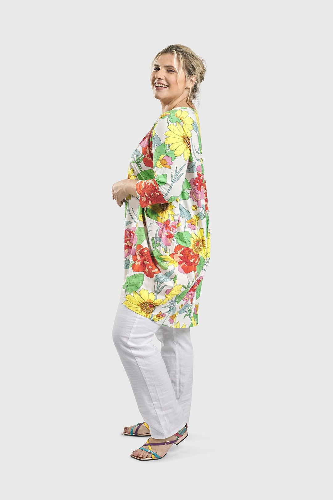 Cocoon Tunic Top, Bloom - Alembika Designer Women's Clothing