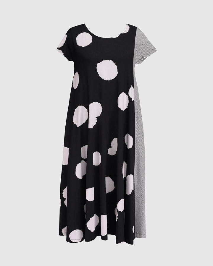 Spot Trapeze Dress, Black