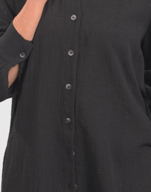 Pippa Muslin Tunic Shirt, Black